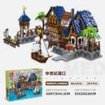 Modular Buildings Medieval Harbor 89152 JIESTAR Brick Set 4